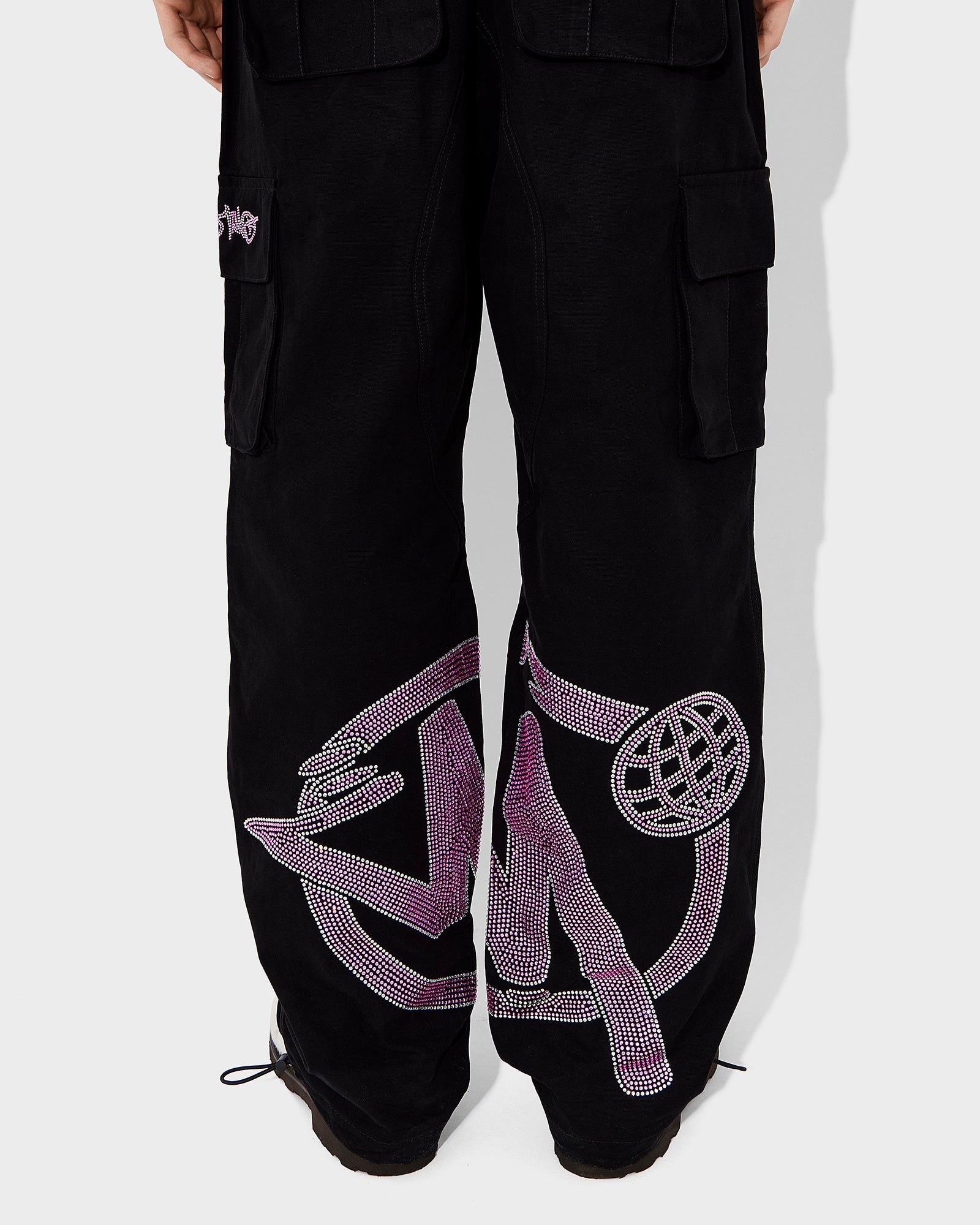 Black Graff Cargos (Pink Rhinestone Logo) – Minus Twø