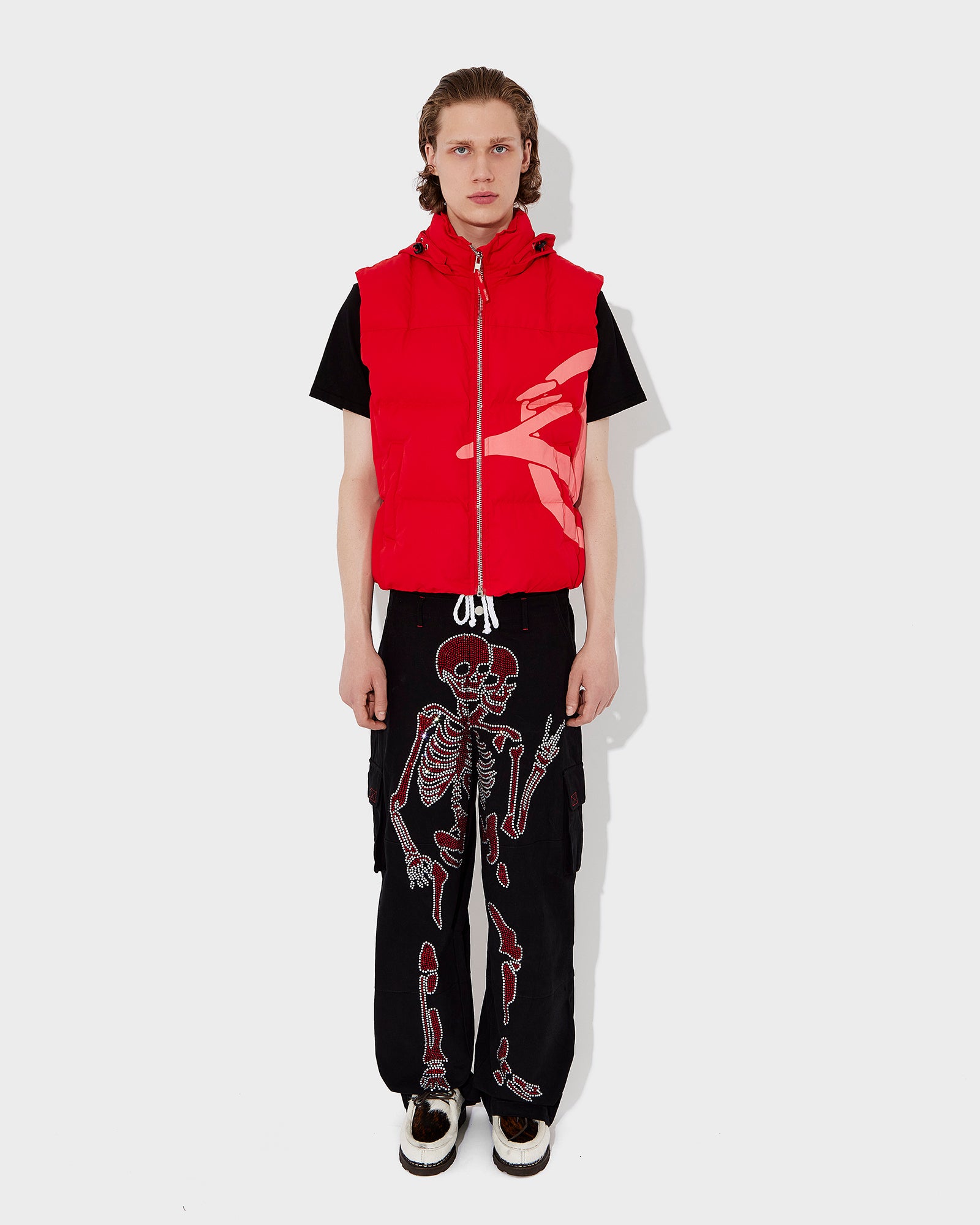 Black Skeleton Cargos (Red Rhinestone Logo)