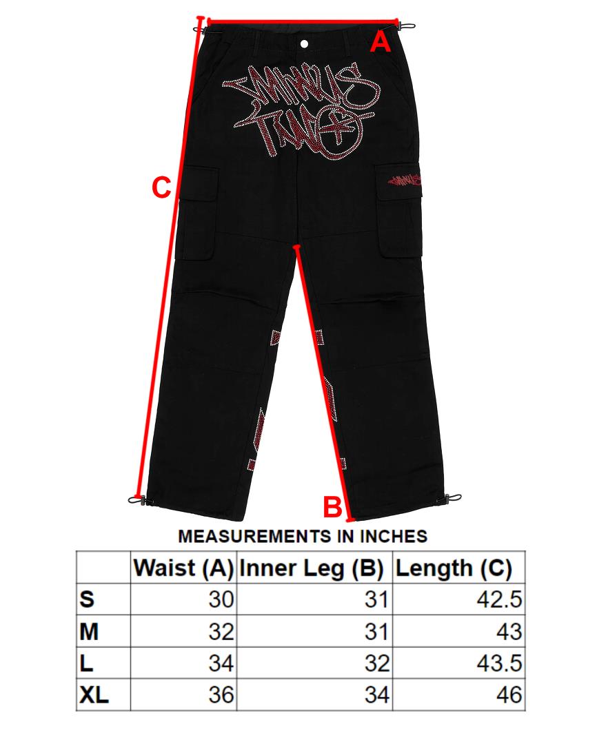 Schwarze Graff Cargos (rotes Strass-Logo)